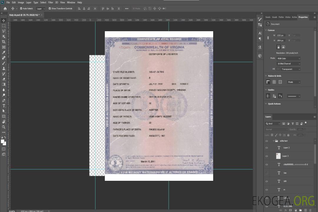 Certificat de naissance vivante de Virginie aux États-Unis template Certificat de naissance vivante de Virginie aux États-Unis template